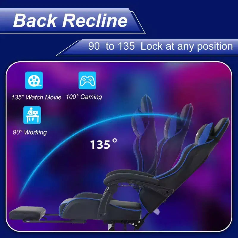 FDW Gaming Chair Racing Desk Chair with Footrest Lumbar Support Headrest Armrest Task Rolling Swivel Adjustable PC Gamer Chair