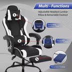 FDW Gaming Chair Racing Desk Chair with Footrest Lumbar Support Headrest Armrest Task Rolling Swivel Adjustable PC Gamer Chair