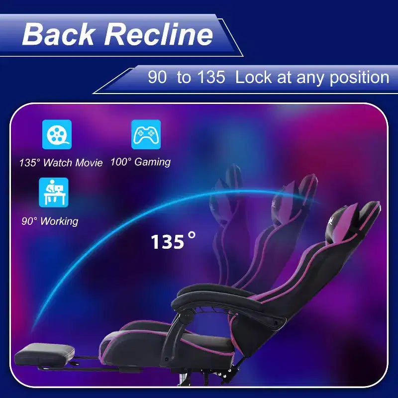 FDW Gaming Chair Racing Desk Chair with Footrest Lumbar Support Headrest Armrest Task Rolling Swivel Adjustable PC Gamer Chair