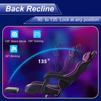 FDW Gaming Chair Racing Desk Chair with Footrest Lumbar Support Headrest Armrest Task Rolling Swivel Adjustable PC Gamer Chair