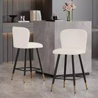 Christopher Knight Home Serein 26'' Modern Upholstered Bar Stools with Gold-Tipped Metal Legs (Set of 2)