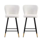 Christopher Knight Home Serein 26'' Modern Upholstered Bar Stools with Gold-Tipped Metal Legs (Set of 2)