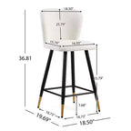 Christopher Knight Home Serein 26'' Modern Upholstered Bar Stools with Gold-Tipped Metal Legs (Set of 2)