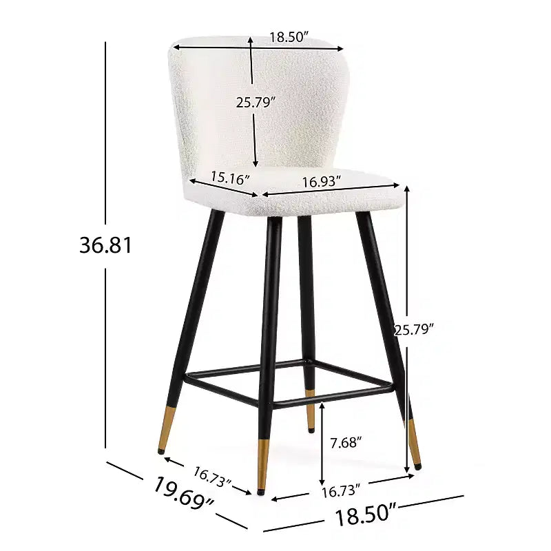 Christopher Knight Home Serein 26'' Modern Upholstered Bar Stools with Gold-Tipped Metal Legs (Set of 2)