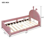 Pink Twin Size Upholstered Daybed with Rabbit Ear Designed Headboard