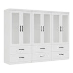 Keloyid White Wood 94.5 in. Armoire with 6 Drawers and 6 Doors