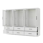 Keloyid White Wood 94.5 in. Armoire with 6 Drawers and 6 Doors