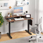 Costway 48x 24 Electric Standing Desk with 2 Drawers Monitor Stand Storage Shelf Brown/Black/White
