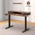 Costway 48x 24 Electric Standing Desk with 2 Drawers Monitor Stand Storage Shelf Brown/Black/White