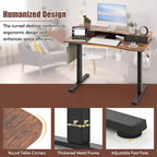 Costway 48x 24 Electric Standing Desk with 2 Drawers Monitor Stand Storage Shelf Brown/Black/White