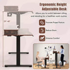 Costway 48x 24 Electric Standing Desk with 2 Drawers Monitor Stand Storage Shelf Brown/Black/White