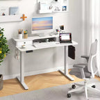 Costway 48x 24 Electric Standing Desk with 2 Drawers Monitor Stand Storage Shelf Brown/Black/White