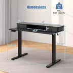 Costway 48x 24 Electric Standing Desk with 2 Drawers Monitor Stand Storage Shelf Brown/Black/White