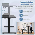 Costway 48x 24 Electric Standing Desk with 2 Drawers Monitor Stand Storage Shelf Brown/Black/White