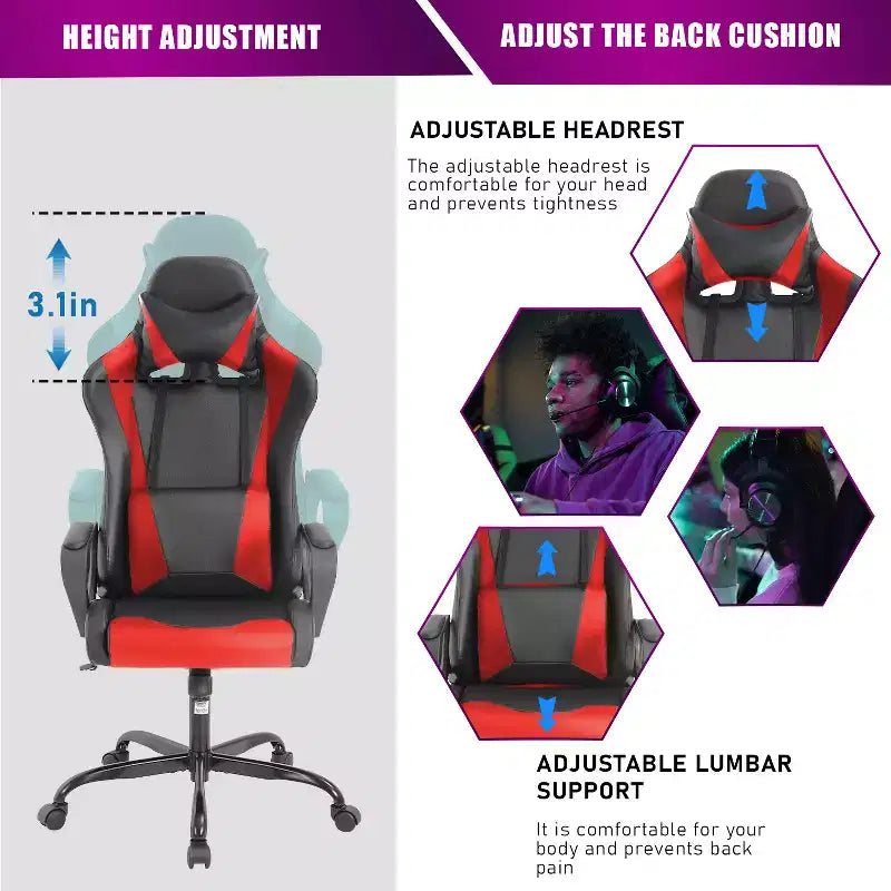 BestMassage Gaming Desk Chair Office Chair Computer Chair with Armrests 360 Swivel Lumbar Support Executive Task Chair for Adults