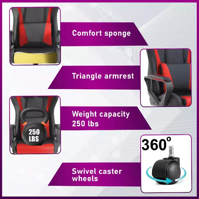 BestMassage Gaming Desk Chair Office Chair Computer Chair with Armrests 360 Swivel Lumbar Support Executive Task Chair for Adults