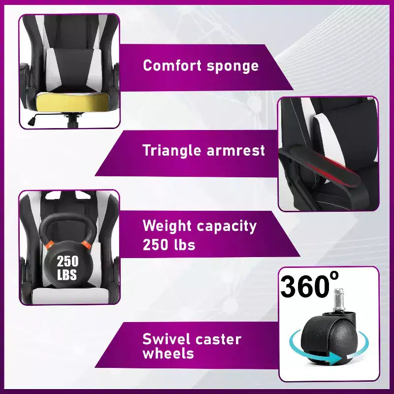 BestMassage Gaming Desk Chair Office Chair Computer Chair with Armrests 360 Swivel Lumbar Support Executive Task Chair for Adults