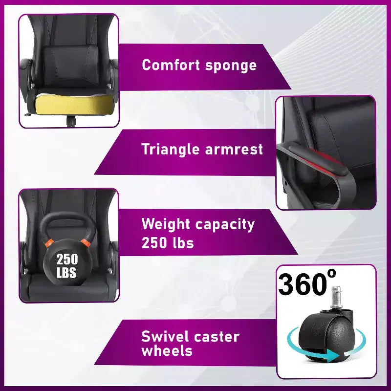 BestMassage Gaming Desk Chair Office Chair Computer Chair with Armrests 360 Swivel Lumbar Support Executive Task Chair for Adults