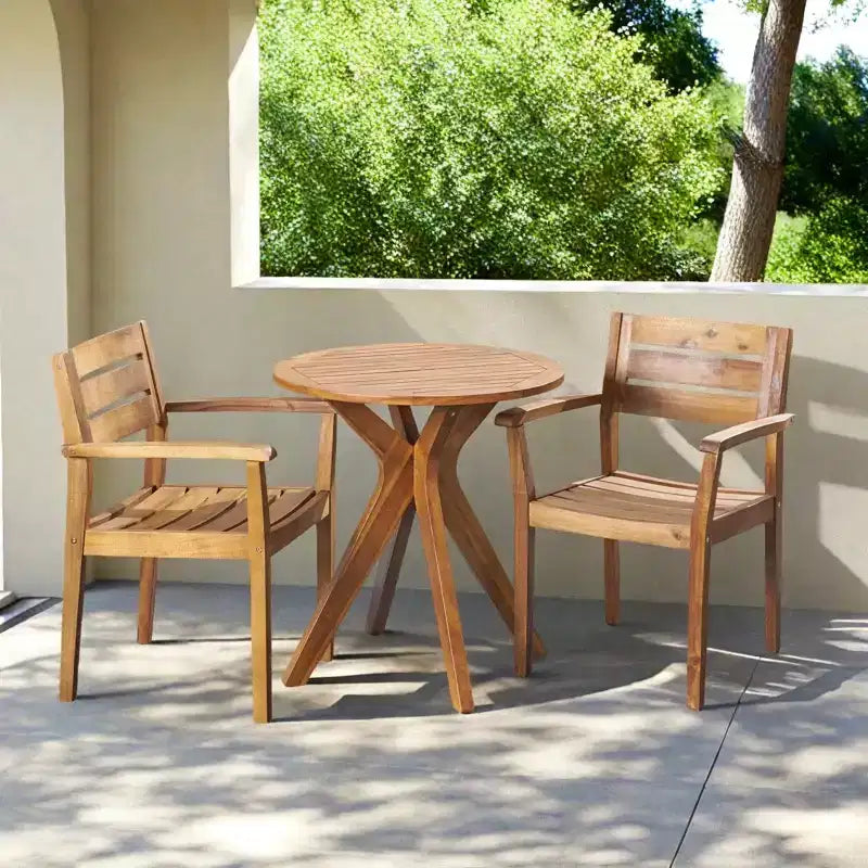Christopher Knight Home Stamford Outdoor Acacia Wood 3 Piece Bistro Set