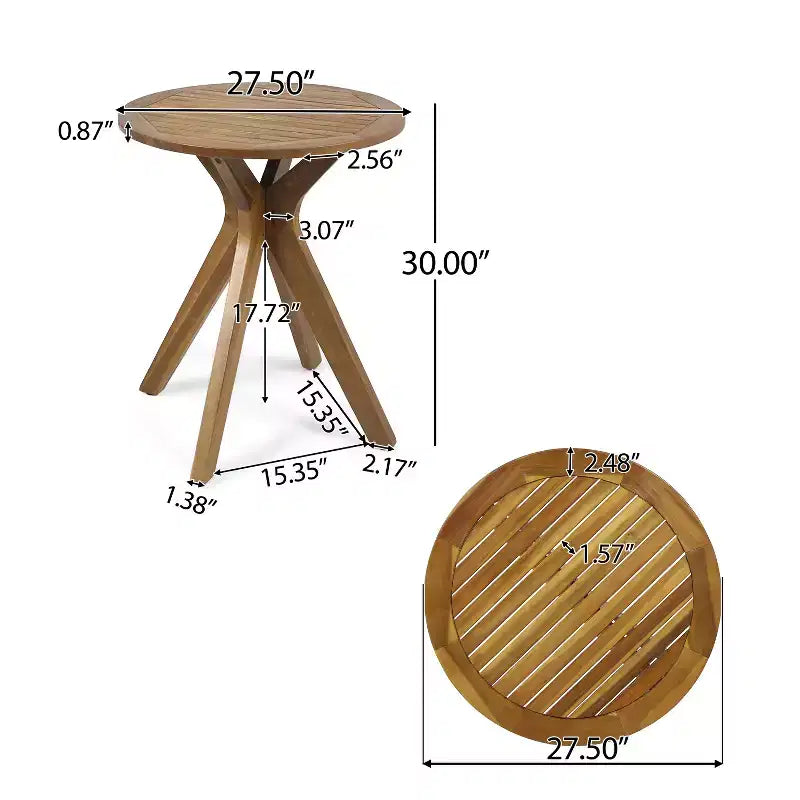 Christopher Knight Home Stamford Outdoor Acacia Wood 3 Piece Bistro Set