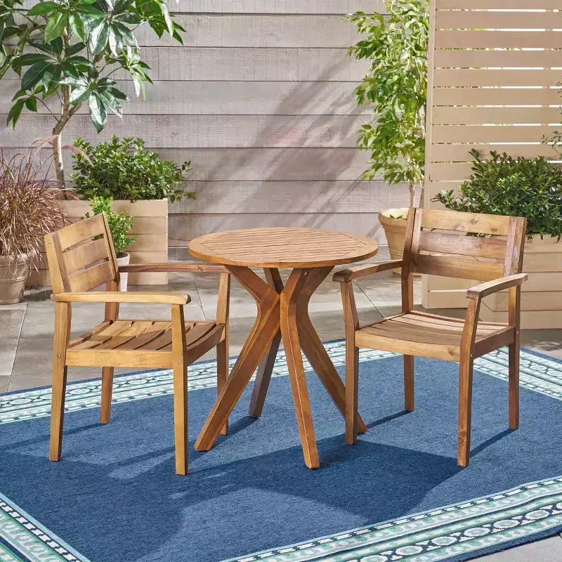 Christopher Knight Home Stamford Outdoor Acacia Wood 3 Piece Bistro Set