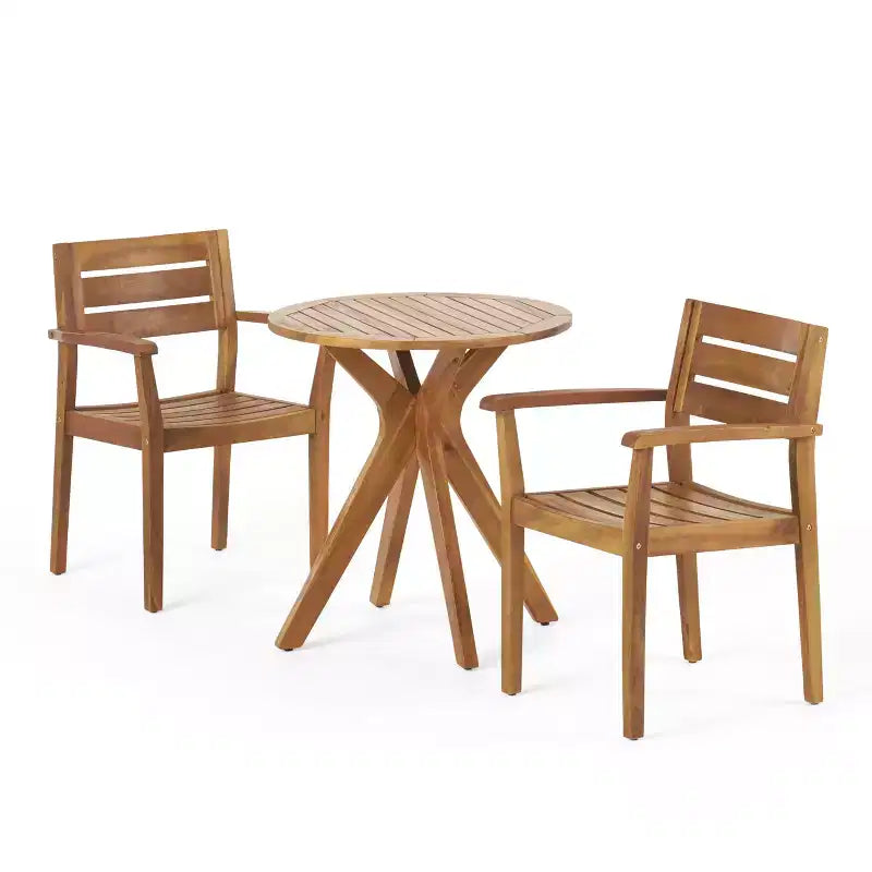 Christopher Knight Home Stamford Outdoor Acacia Wood 3 Piece Bistro Set
