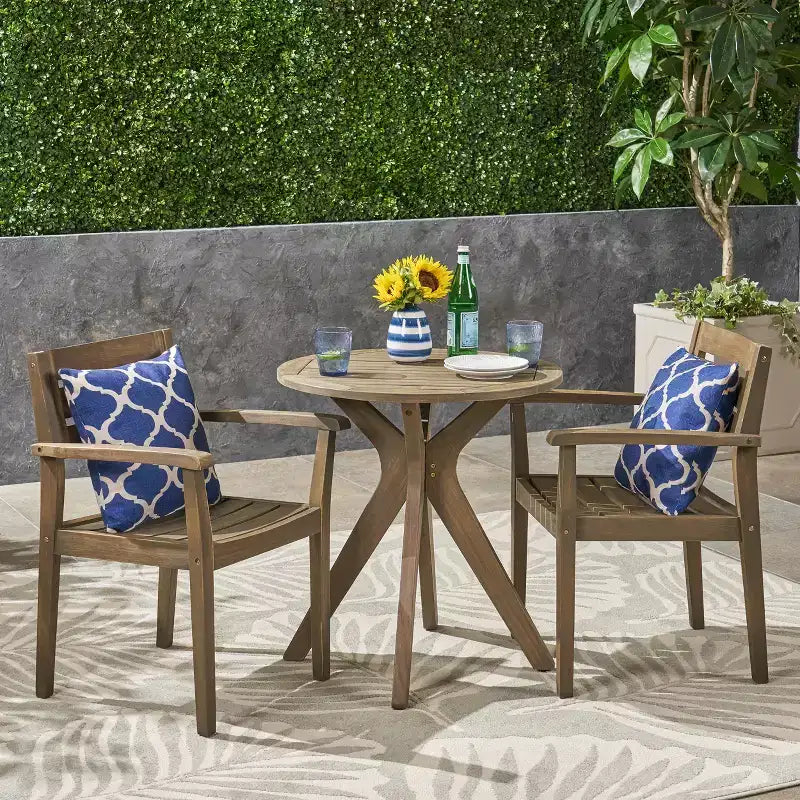 Christopher Knight Home Stamford Outdoor Acacia Wood 3 Piece Bistro Set