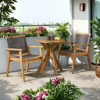 Christopher Knight Home Specter Outdoor Acacia Wood and Rope 3 Piece Bistro Set, Teak and Dark Gray