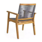 Christopher Knight Home Specter Outdoor Acacia Wood and Rope 3 Piece Bistro Set, Teak and Dark Gray