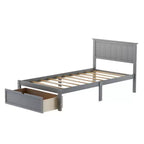 Whisen Wood Twin Size Platform Bed with Under-bed Drawer