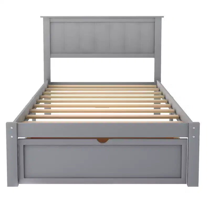 Whisen Wood Twin Size Platform Bed with Under-bed Drawer