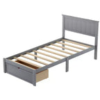 Whisen Wood Twin Size Platform Bed with Under-bed Drawer