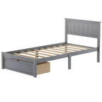 Whisen Wood Twin Size Platform Bed with Under-bed Drawer