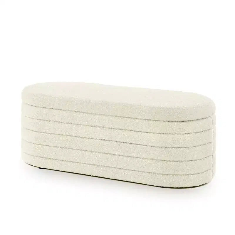 Zeus & Ruta Modern 43 in.W Oval Storage Ottoman End of Bed Stool Bench Upholstered with Safety Hinge-