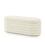 Zeus & Ruta Modern 43 in.W Oval Storage Ottoman End of Bed Stool Bench Upholstered with Safety Hinge-