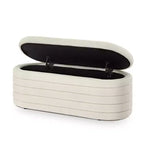 Zeus & Ruta Modern 43 in.W Oval Storage Ottoman End of Bed Stool Bench Upholstered with Safety Hinge-