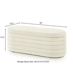 Zeus & Ruta Modern 43 in.W Oval Storage Ottoman End of Bed Stool Bench Upholstered with Safety Hinge-