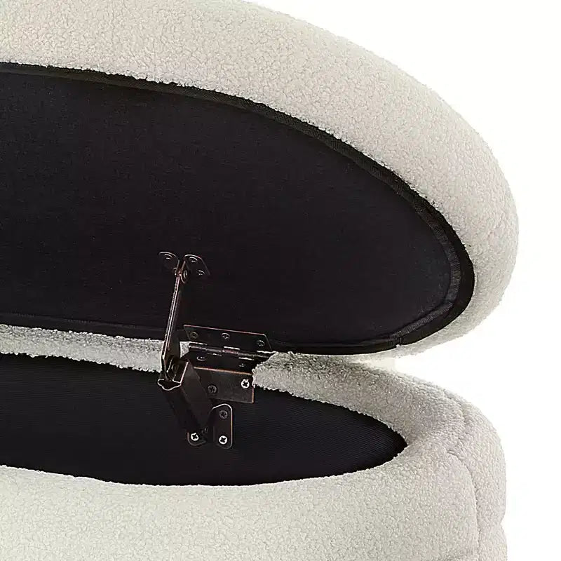 Zeus & Ruta Modern 43 in.W Oval Storage Ottoman End of Bed Stool Bench Upholstered with Safety Hinge-
