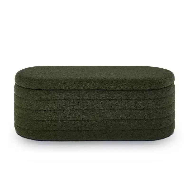 Zeus & Ruta Modern 43 in.W Oval Storage Ottoman End of Bed Stool Bench Upholstered with Safety Hinge-