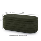 Zeus & Ruta Modern 43 in.W Oval Storage Ottoman End of Bed Stool Bench Upholstered with Safety Hinge-