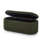 Zeus & Ruta Modern 43 in.W Oval Storage Ottoman End of Bed Stool Bench Upholstered with Safety Hinge-
