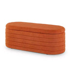 Zeus & Ruta Modern 43 in.W Oval Storage Ottoman End of Bed Stool Bench Upholstered with Safety Hinge-