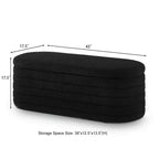 Zeus & Ruta Modern 43 in.W Oval Storage Ottoman End of Bed Stool Bench Upholstered with Safety Hinge-