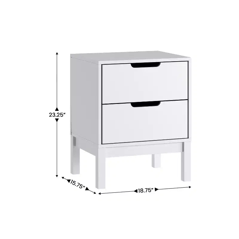 Flash Furniture Dallas Wooden Night Stand, Bedroom Side Table with 2 Storage Drawers for Kids