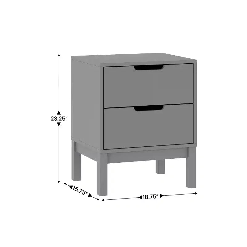 Flash Furniture Dallas Wooden Night Stand, Bedroom Side Table with 2 Storage Drawers for Kids