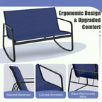 Costway 4/8 PCS Patio Rocking Set 4 Rocking Chairs & Loveseat with Glass-Top Table Outdoor Navy