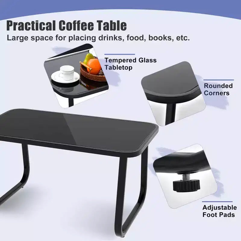 Costway 4/8 PCS Patio Rocking Set 4 Rocking Chairs & Loveseat with Glass-Top Table Outdoor Navy