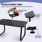 Costway 4/8 PCS Patio Rocking Set 4 Rocking Chairs & Loveseat with Glass-Top Table Outdoor Navy
