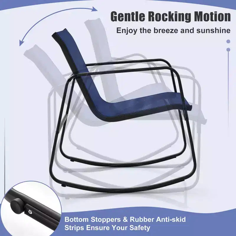 Costway 4/8 PCS Patio Rocking Set 4 Rocking Chairs & Loveseat with Glass-Top Table Outdoor Navy