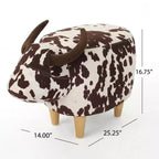GDFStudio Moria Modern Rubber Wood Velvet Cow Ottoman